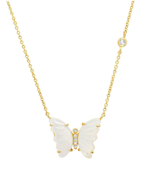 Mother Of Pearl Butterfly Pendant Necklace